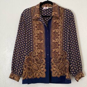 Alia Petite Women’s Paisley Print Button Down Shirt